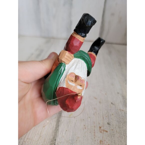 Dept 56 wooden Santa Claus helper vintage gift sack ornament Xmas - Picture 6 of 6